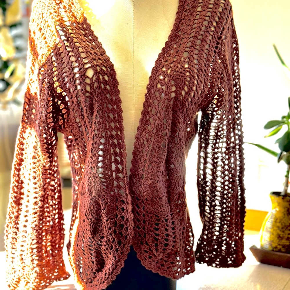 LIGHTWEIGHT CROCHETED CARDIGAN COAT - Picture 3 of 7